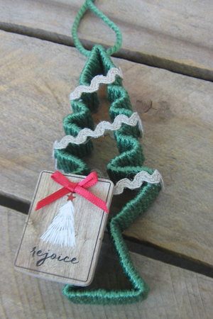 Upcycled Tree Shaped Country Christmas Ornament