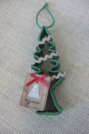 Upcycled Tree Shaped Country Christmas Ornament