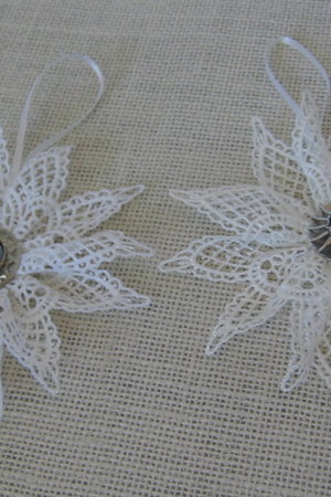 Set of 2 White Lace Snowflake Ornaments