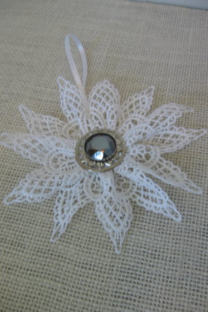 Set of 2 White Lace Snowflake Ornaments
