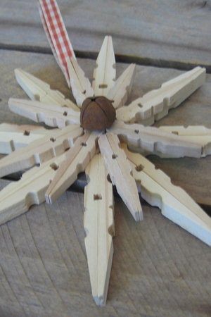 Upcycled Wooden Clothespin Snowflake Ornament