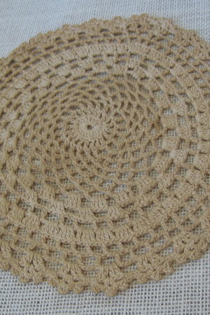 Set of 3 Coffee Stained Primitive Doilies