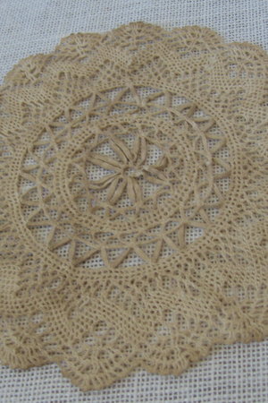Set of 3 Coffee Stained Primitive Doilies