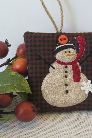 Quilted Snowman Fabric Christmas Ornament