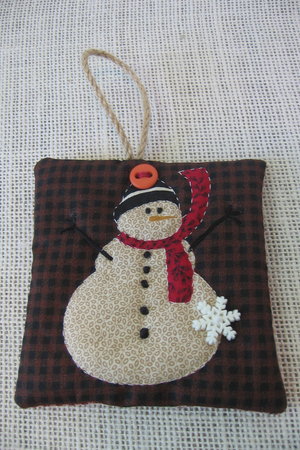 Quilted Snowman Fabric Christmas Ornament