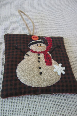 Quilted Snowman Fabric Christmas Ornament