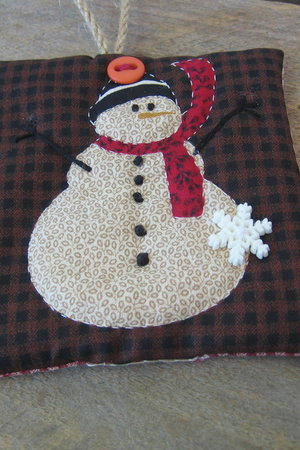 Quilted Snowman Fabric Christmas Ornament