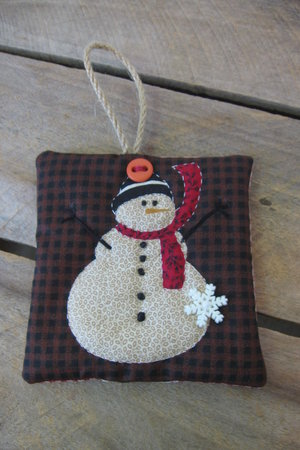 Quilted Snowman Fabric Christmas Ornament