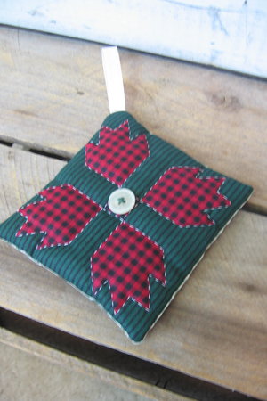 Quilted Fabric Christmas Ornament Bear Claw Design