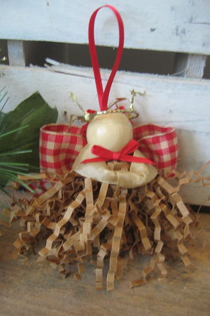 Primitive Brown Crimp Paper Angel Ornament
