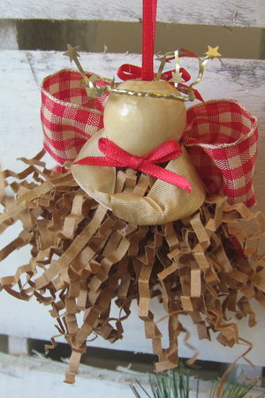 Primitive Brown Crimp Paper Angel Ornament