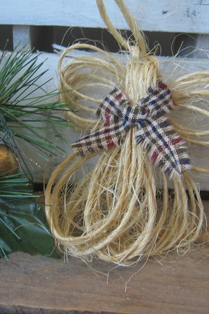 Primitive Jute Twine Hanging Angel Ornament