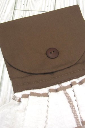 Brown and White Plaid Farmhouse Kitchen Hanging Towel