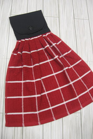 Red Plaid Farmhouse Kitchen Hanging Towel
