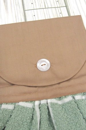 Green and White Plaid Farmhouse Kitchen Hanging Towel