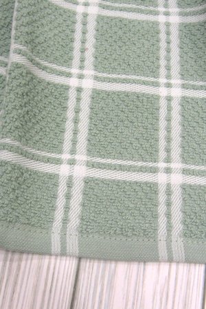 Green and White Plaid Farmhouse Kitchen Hanging Towel
