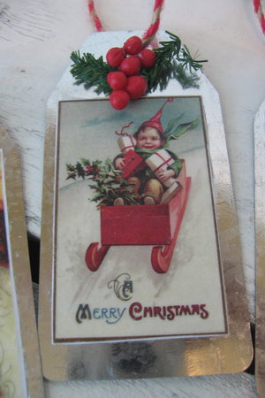Christmas Embellished Metal Gift Tags in a Set of 3