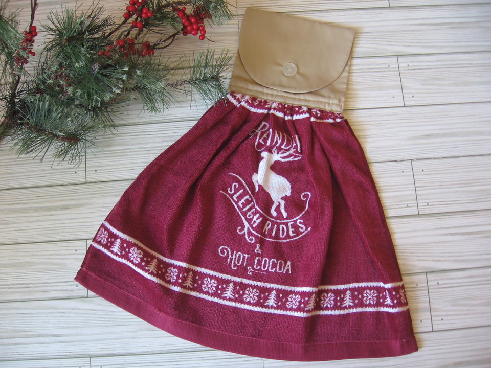Primitive Christmas Kitchen Hand Dish Tea Towel