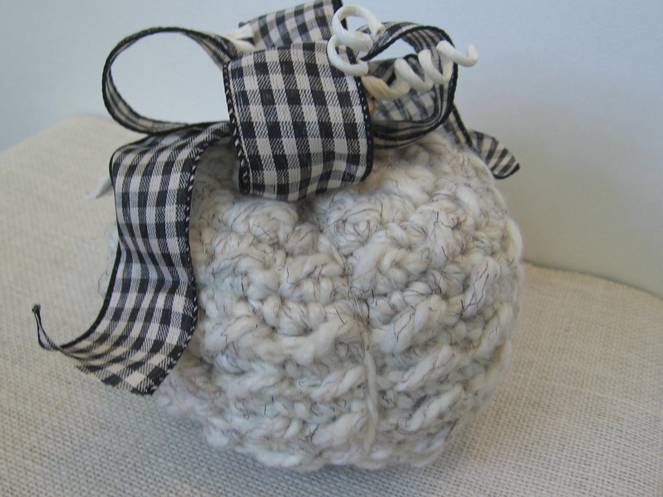 Knitted Pumpkin Halloween Decoration in Black and White