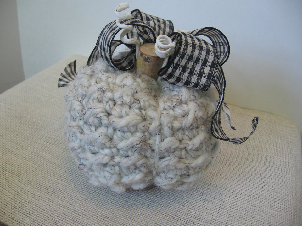 Knitted Pumpkin Halloween Decoration in Black and White