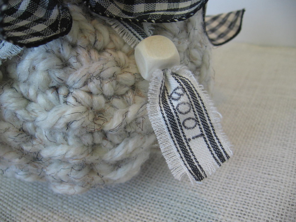 Knitted Pumpkin Halloween Decoration in Black and White