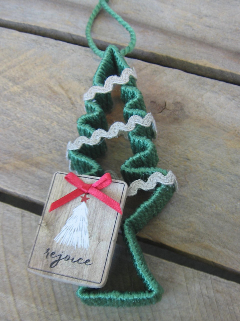 Upcycled Tree Shaped Country Christmas Ornament