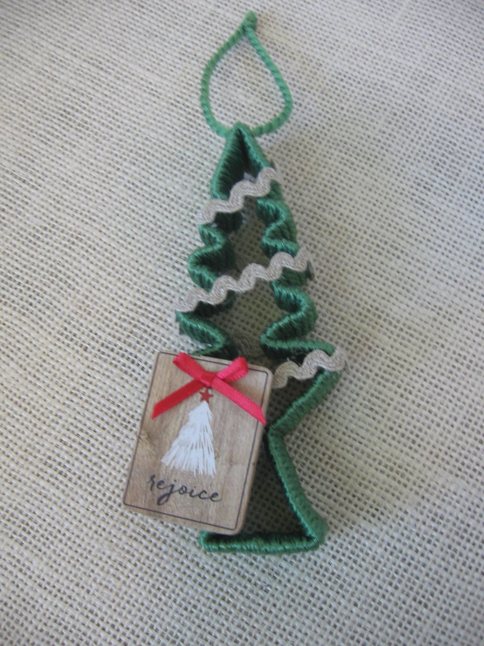 Upcycled Tree Shaped Country Christmas Ornament