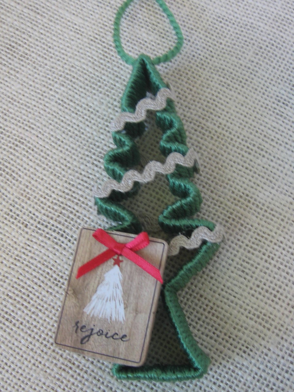 Upcycled Tree Shaped Country Christmas Ornament
