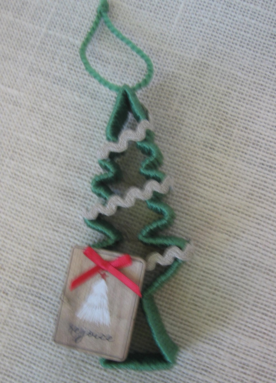 Upcycled Tree Shaped Country Christmas Ornament