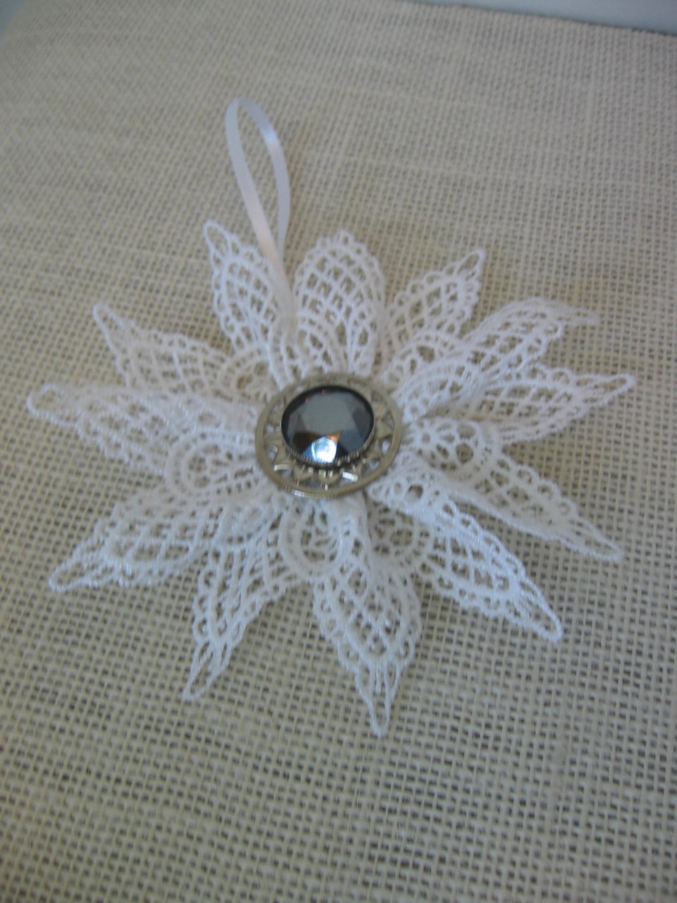 Set of 2 White Lace Snowflake Ornaments