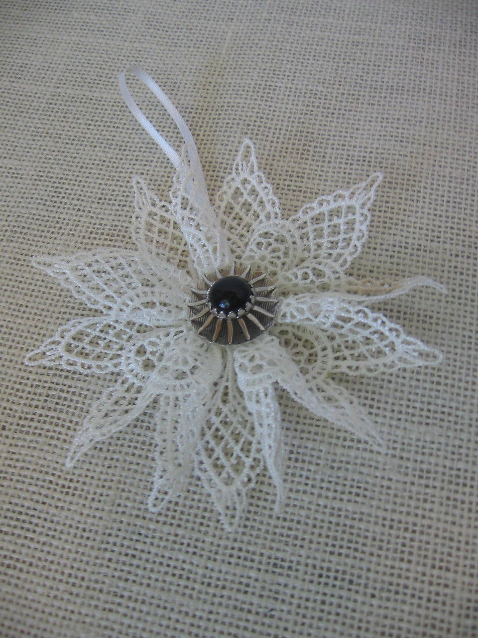Set of 2 White Lace Snowflake Ornaments