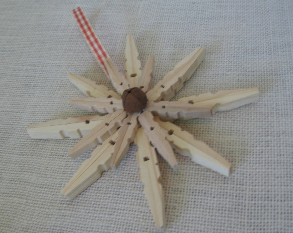 Upcycled Wooden Clothespin Snowflake Ornament
