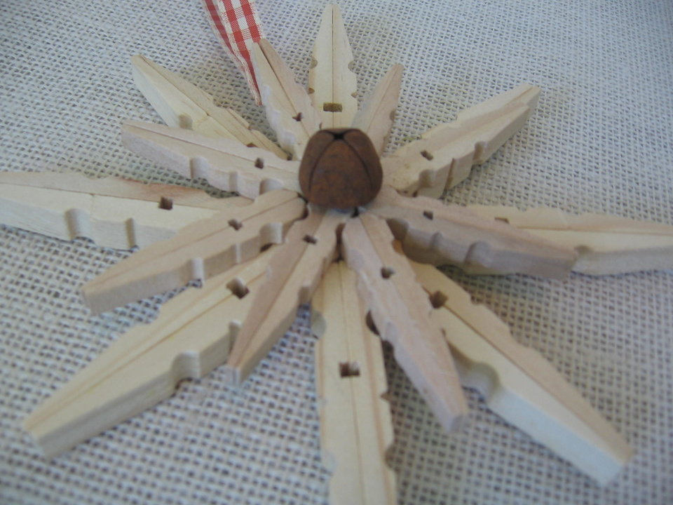 Upcycled Wooden Clothespin Snowflake Ornament