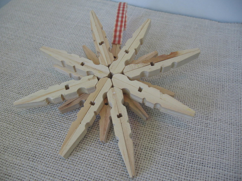 Upcycled Wooden Clothespin Snowflake Ornament