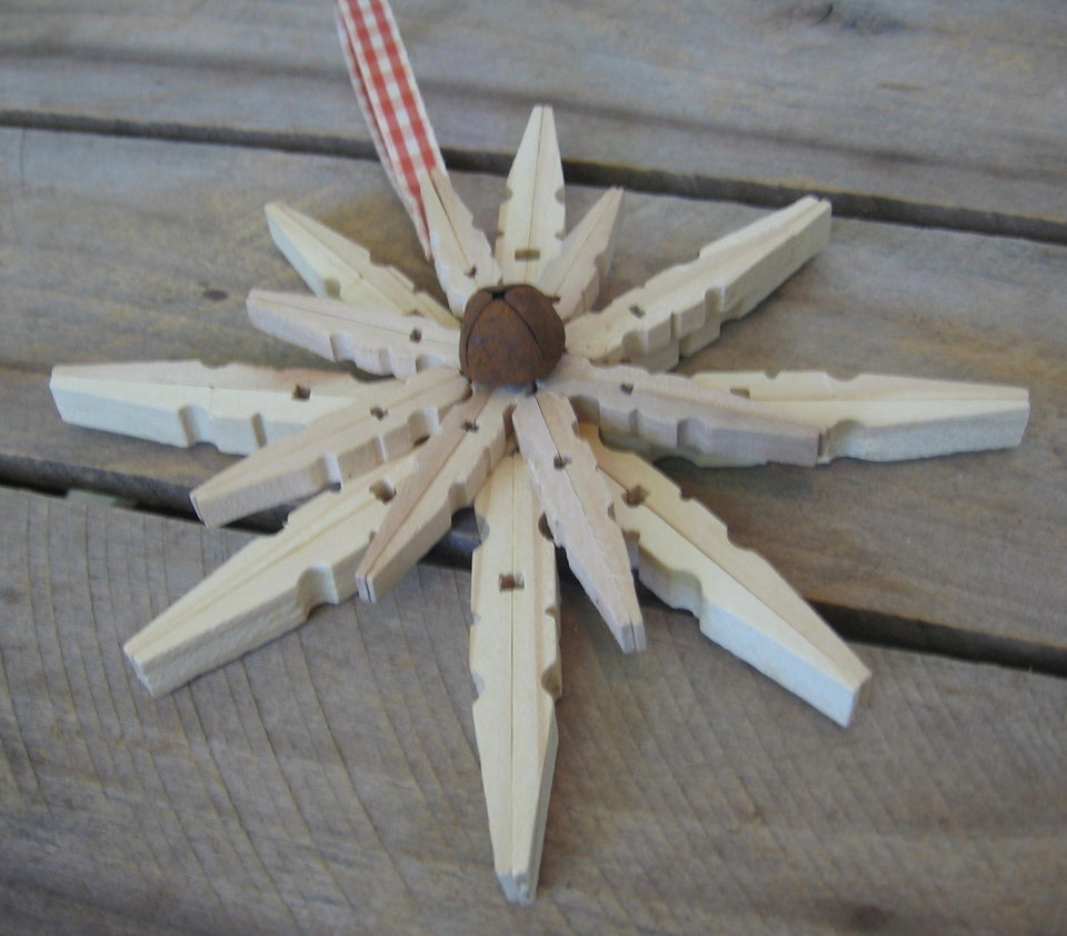 Upcycled Wooden Clothespin Snowflake Ornament
