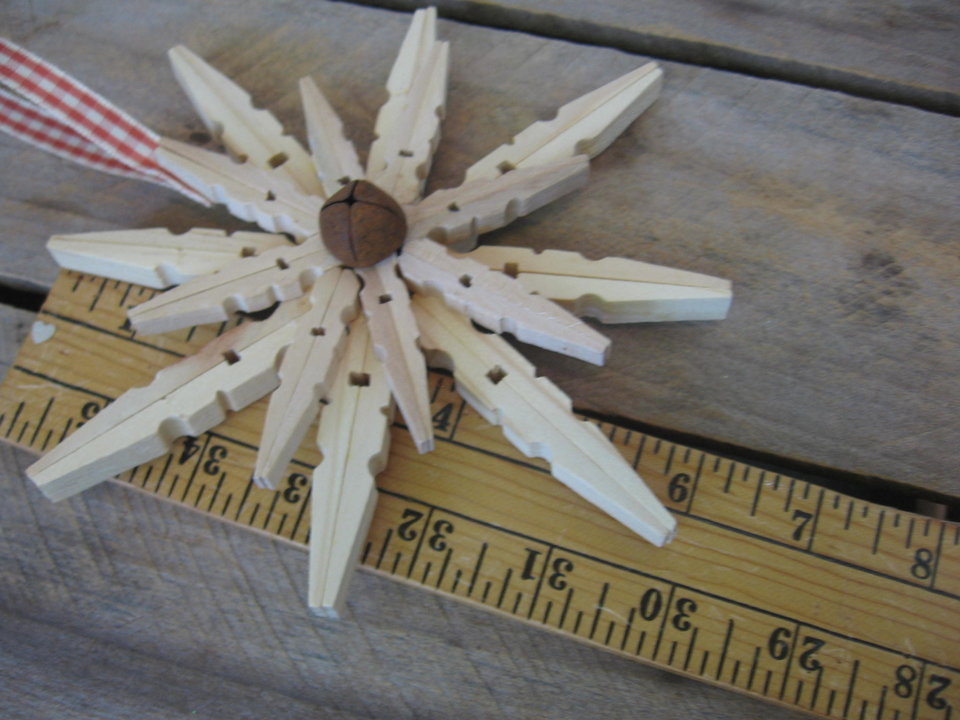 Upcycled Wooden Clothespin Snowflake Ornament