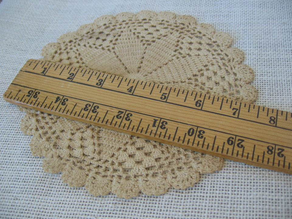 Set of 3 Coffee Stained Primitive Doilies