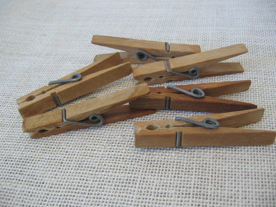 Vintage Wooden Clothespins Set of 6