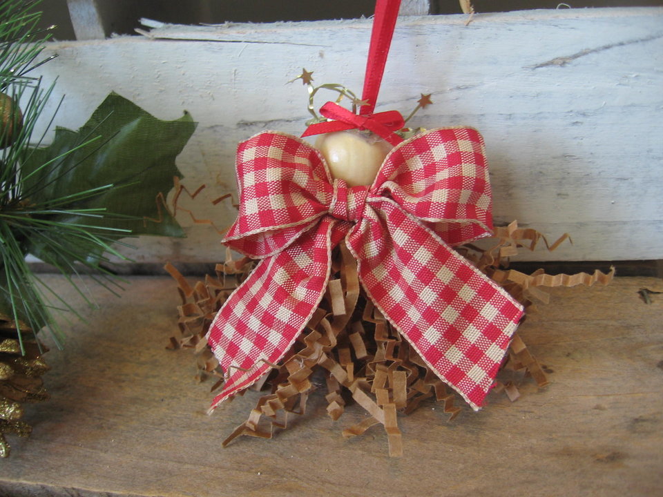 Primitive Brown Crimp Paper Angel Ornament