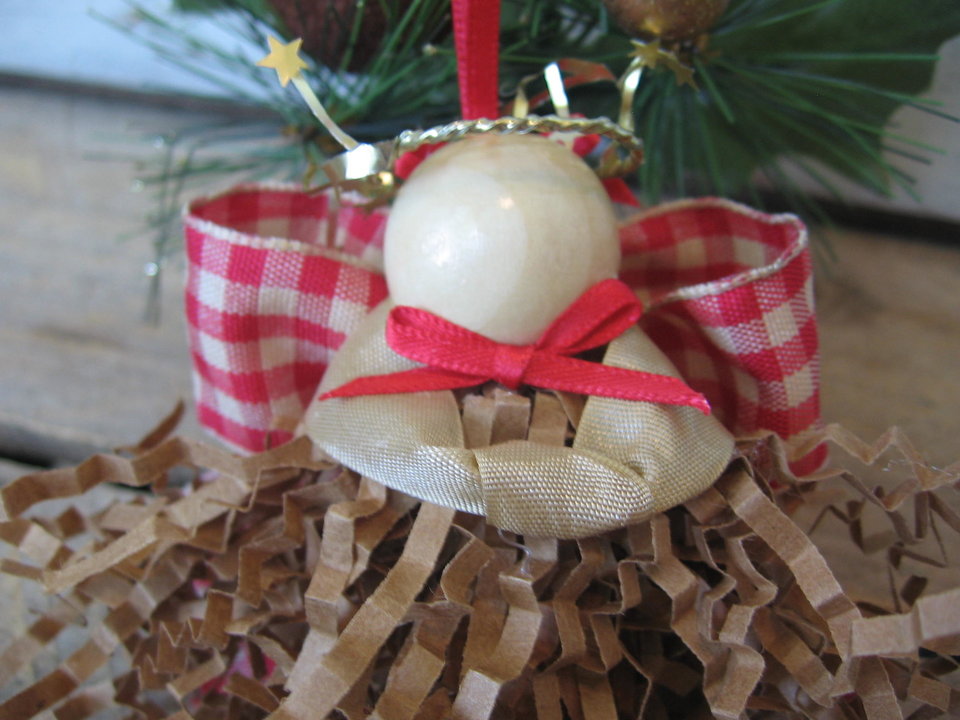 Primitive Brown Crimp Paper Angel Ornament