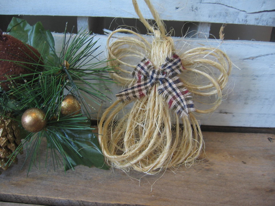 Primitive Jute Twine Hanging Angel Ornament