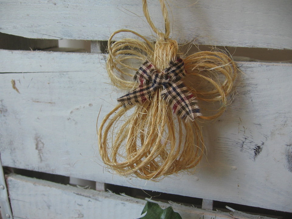 Primitive Jute Twine Hanging Angel Ornament