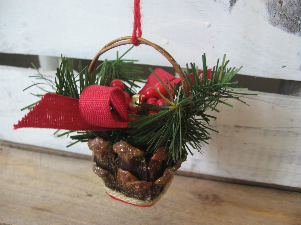 Upcycled Basket Christmas Tree Ornament