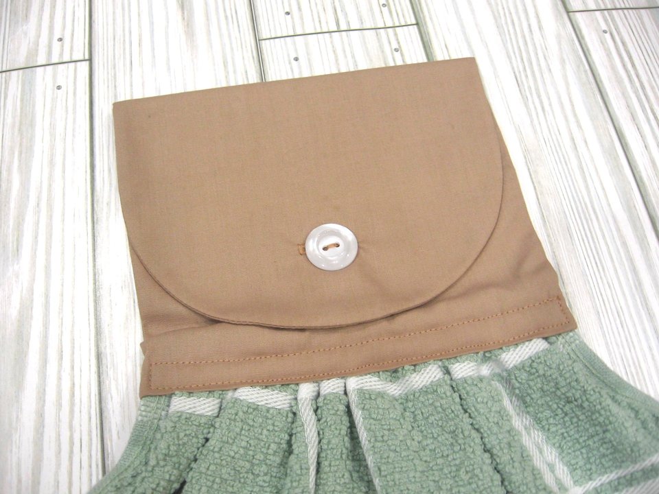Green and White Plaid Farmhouse Kitchen Hanging Towel