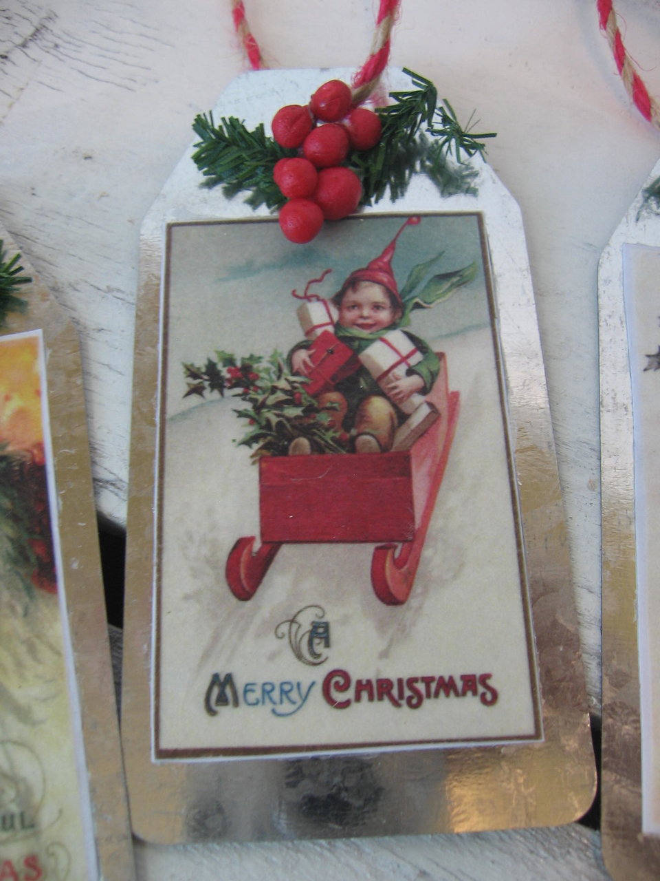 Christmas Embellished Metal Gift Tags in a Set of 3