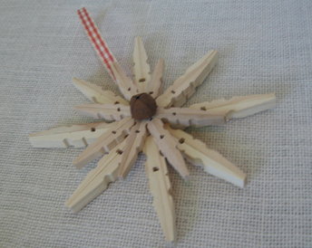 Upcycled Wooden Clothespin Snowflake Ornament