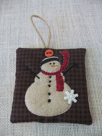 Quilted Snowman Fabric Christmas Ornament