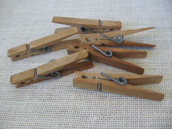 Vintage Spring Wood Clothespins