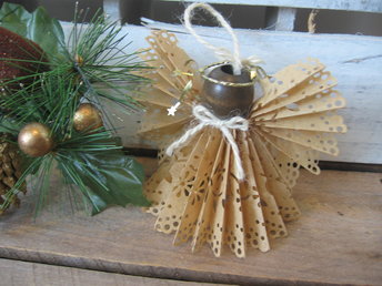 Brown Paper Lace Ribbon Angel Ornament
